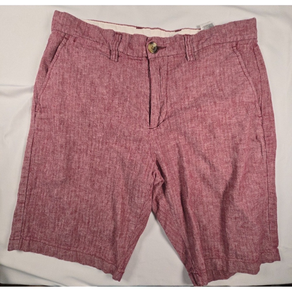 Old Navy Shorts Mens Sz 30 Red Linen Blend Ultimate Slim Built In Flex Chino